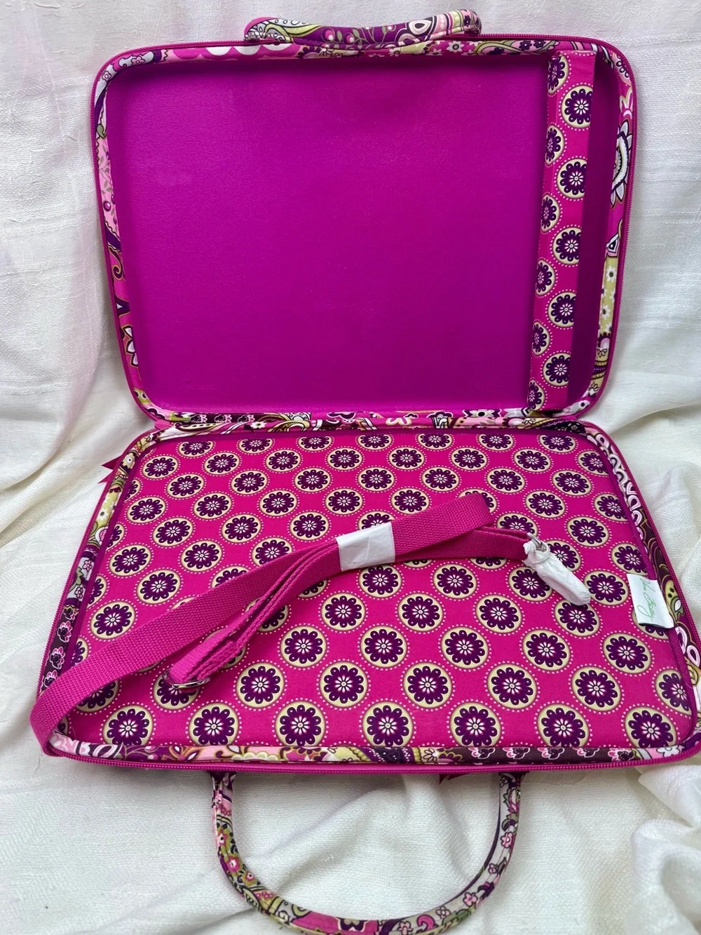 Vera Bradley Laptop Portfolio Hard Shell Computer Travel Very Berry Paisley NWOT